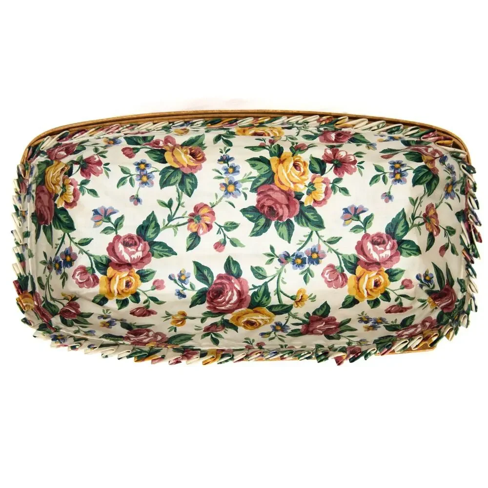 Longaberger 1995 Bread Basket With Garden Splendor Liner & Plastic Protector